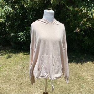 MaxStudio Drawstring Hem Hoodie Sweater Pullover